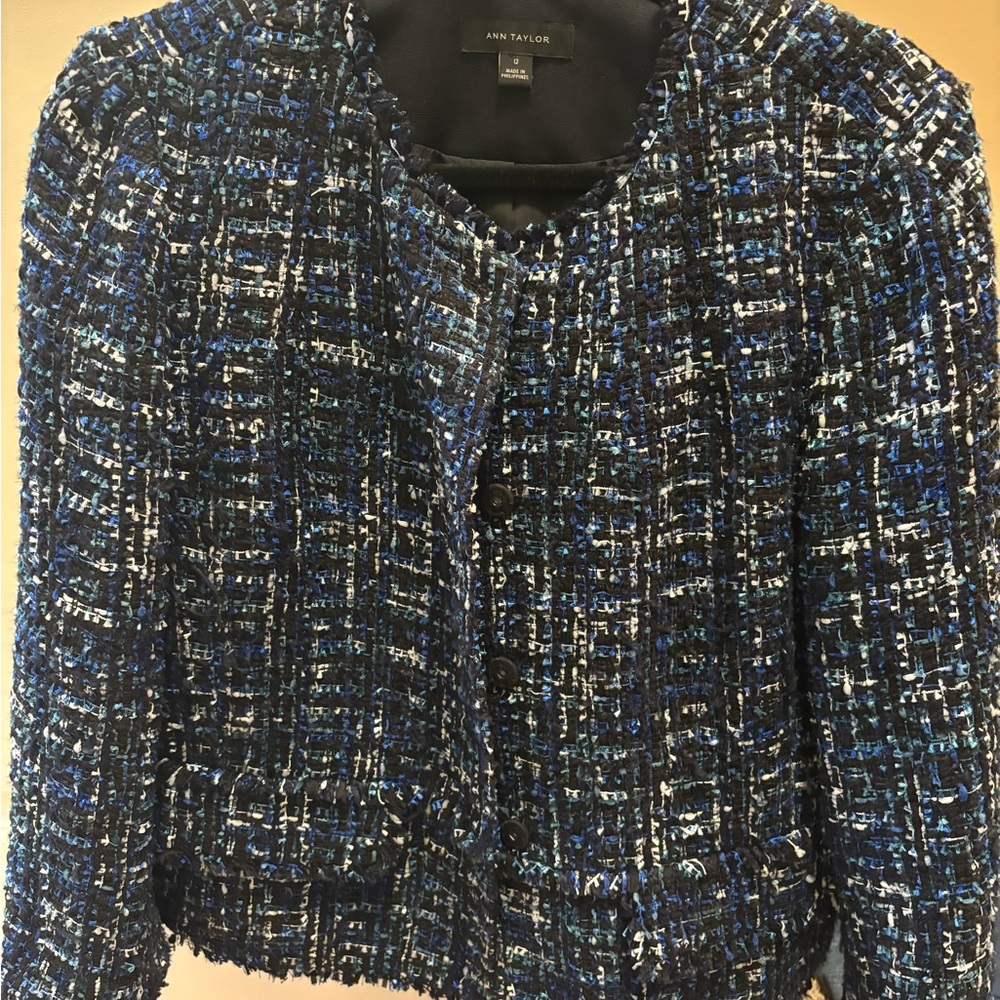 Ann Taylor Women's Blue Tweed Jacket